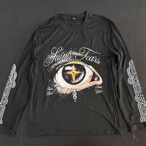 Saint Tears Black Graphic Mens Long Sleeve Shirt